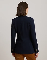 Buckle-Trim Herringbone Jacquard Blazer