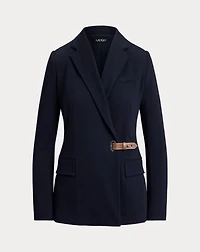 Buckle-Trim Herringbone Jacquard Blazer