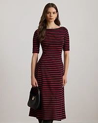 Striped Stretch Cotton Midi Dress