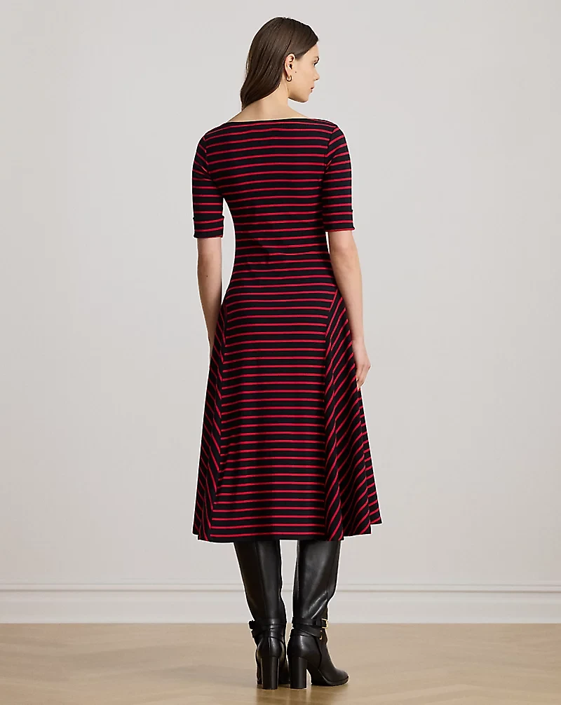Striped Stretch Cotton Midi Dress
