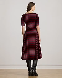 Striped Stretch Cotton Midi Dress