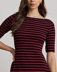 Striped Stretch Cotton Midi Dress