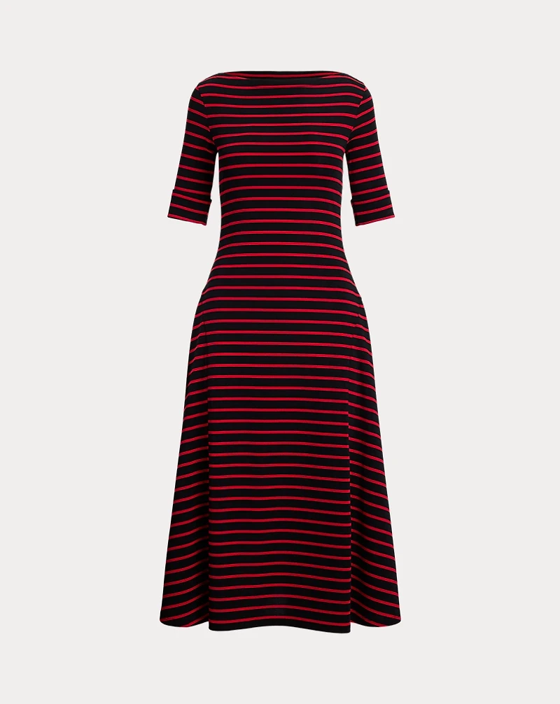 Striped Stretch Cotton Midi Dress