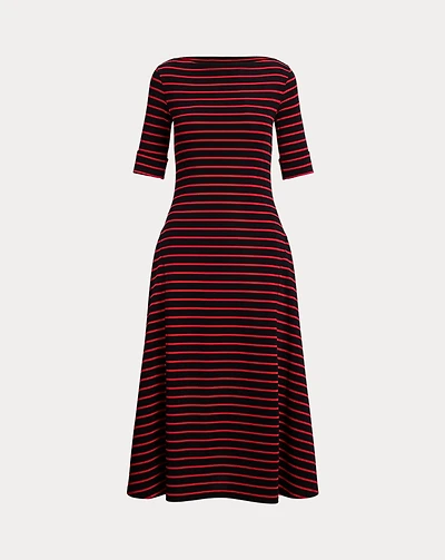Striped Stretch Cotton Midi Dress