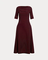 Striped Stretch Cotton Midi Dress