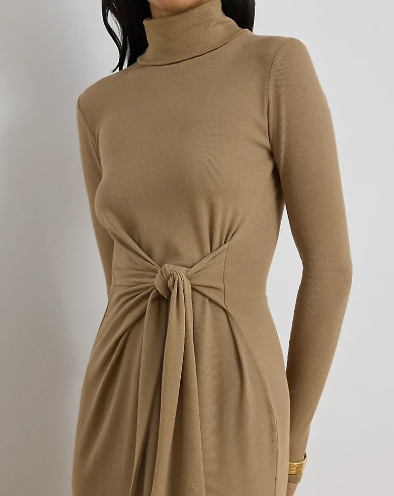 Tie-Front Turtleneck Dress