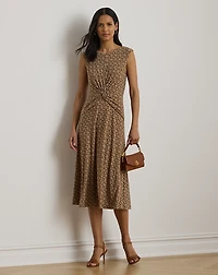 Geo-Print Twist-Front Jersey Dress