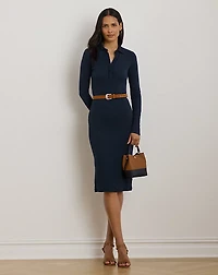 Rib-Knit Cotton-Blend Polo Dress
