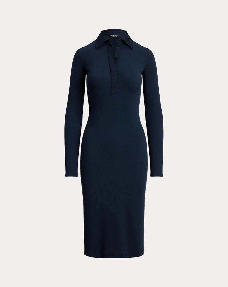 Rib-Knit Cotton-Blend Polo Dress