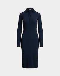 Rib-Knit Cotton-Blend Polo Dress
