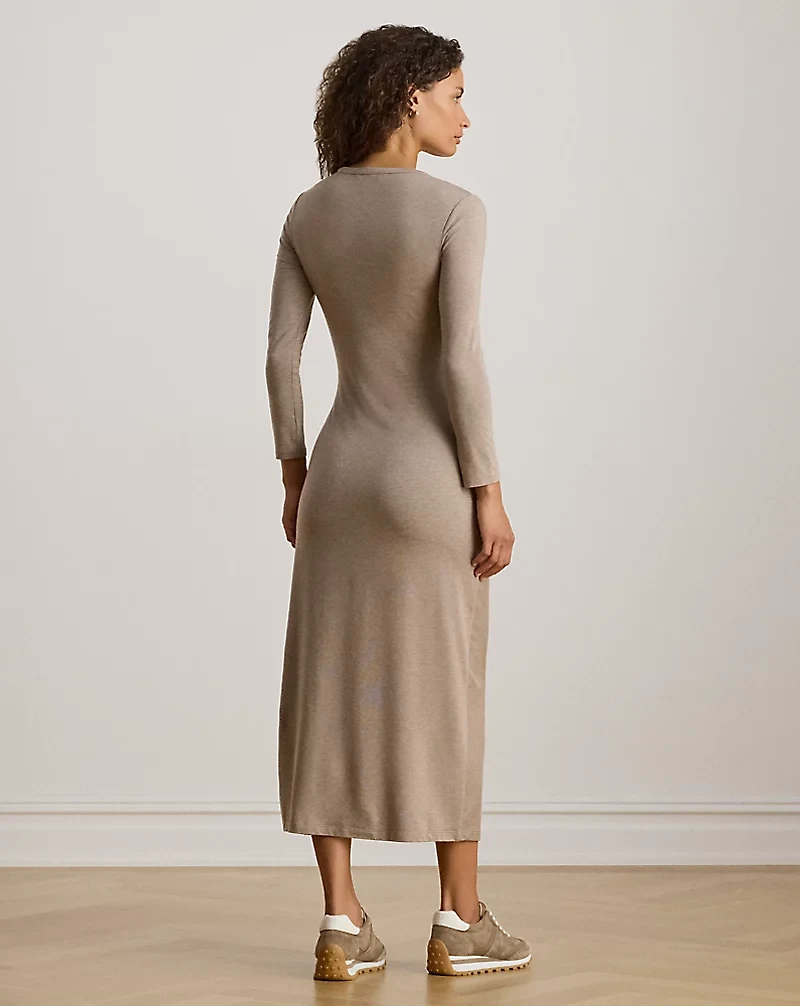 Tie-Front Stretch Jersey Midi Dress