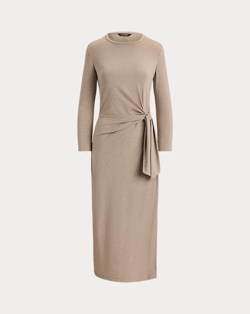 Tie-Front Stretch Jersey Midi Dress
