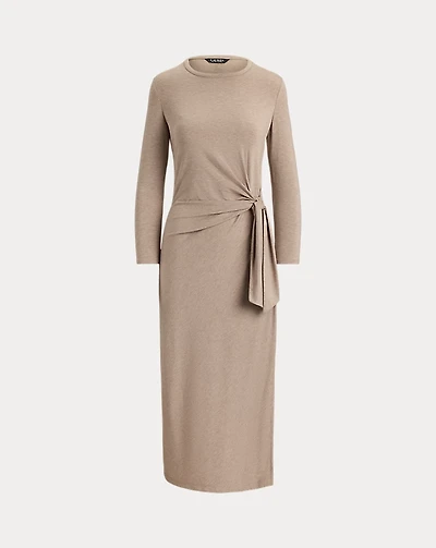 Tie-Front Stretch Jersey Midi Dress