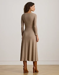 Buckle-Trim Rib-Knit Midi Dress