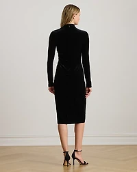 Ruched Velvet Asymmetrical Dress