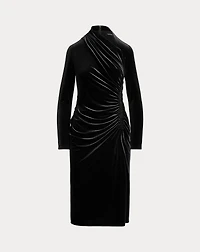 Ruched Velvet Asymmetrical Dress