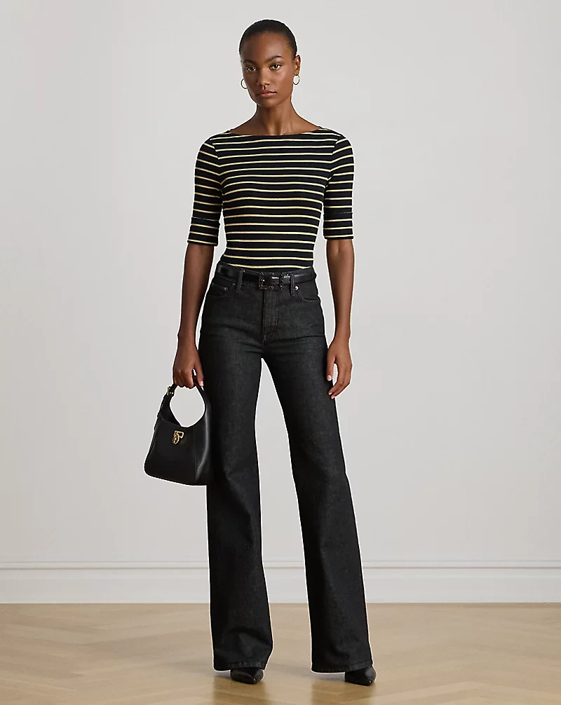 Metallic Striped Boatneck Tee