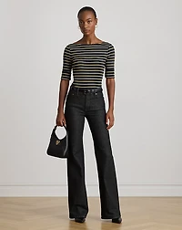 Metallic Striped Boatneck Tee
