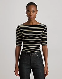 Metallic Striped Boatneck Tee