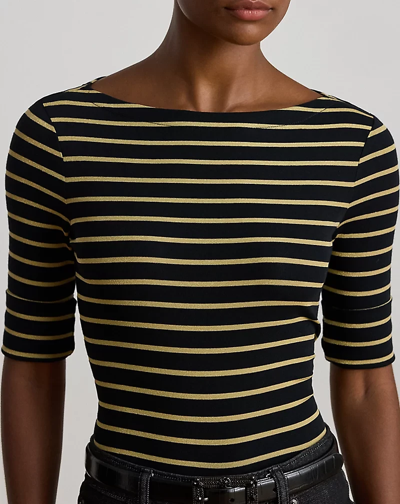 Metallic Striped Boatneck Tee