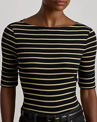 Metallic Striped Boatneck Tee