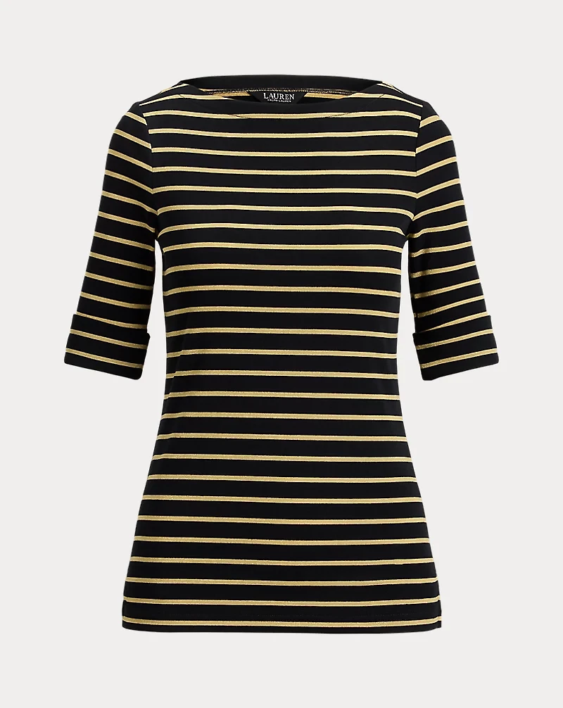 Metallic Striped Boatneck Tee