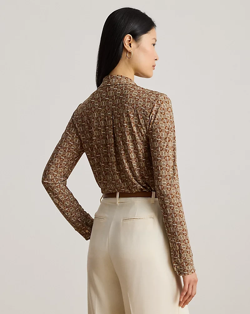 Slim Fit Geo-Print Jersey Shirt