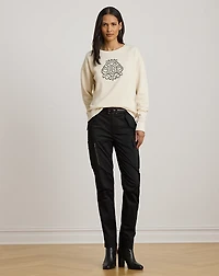 Beaded-Crest Fleece Pullover
