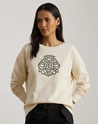 Beaded-Crest Fleece Pullover