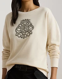 Beaded-Crest Fleece Pullover