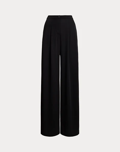 Pleated Stretch Jersey Wide-Leg Pant
