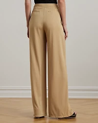 Pleated Stretch Jersey Wide-Leg Pant