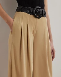 Pleated Stretch Jersey Wide-Leg Pant