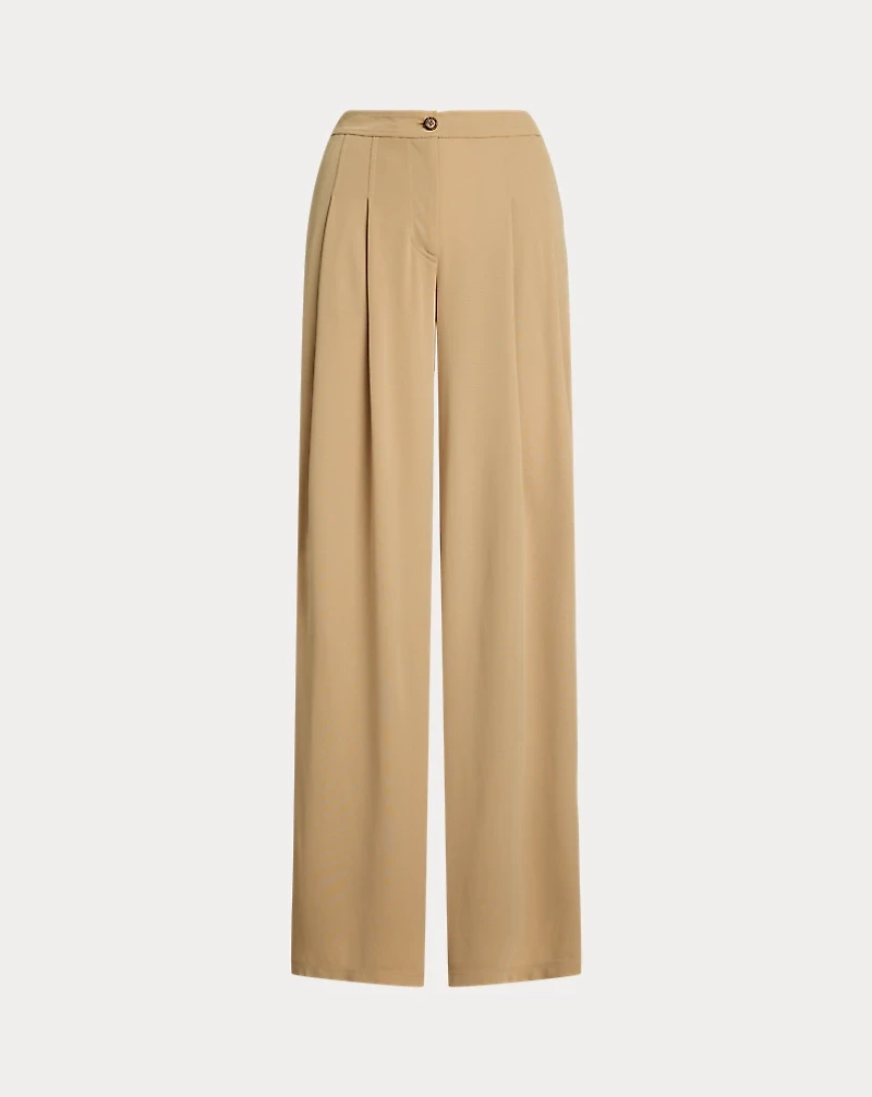 Pleated Stretch Jersey Wide-Leg Pant