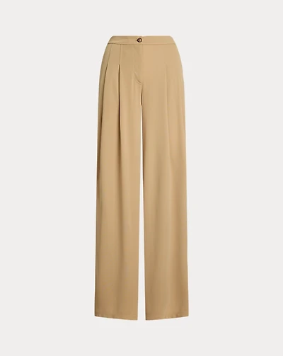 Pleated Stretch Jersey Wide-Leg Pant