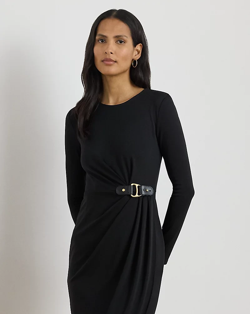Buckle-Trim Stretch Jersey Dress