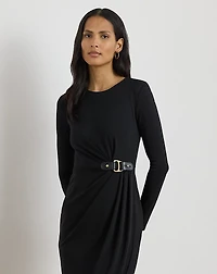 Buckle-Trim Stretch Jersey Dress