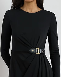 Buckle-Trim Stretch Jersey Dress