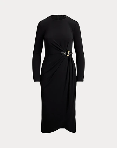 Buckle-Trim Stretch Jersey Dress