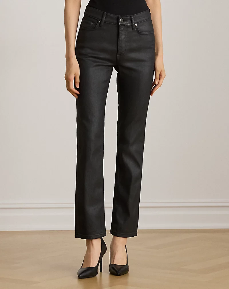 Coated High-Rise Straight Ankle Jean
