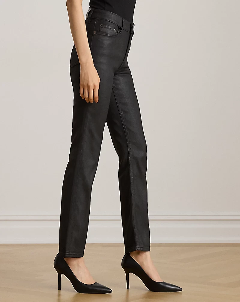 Coated High-Rise Straight Ankle Jean