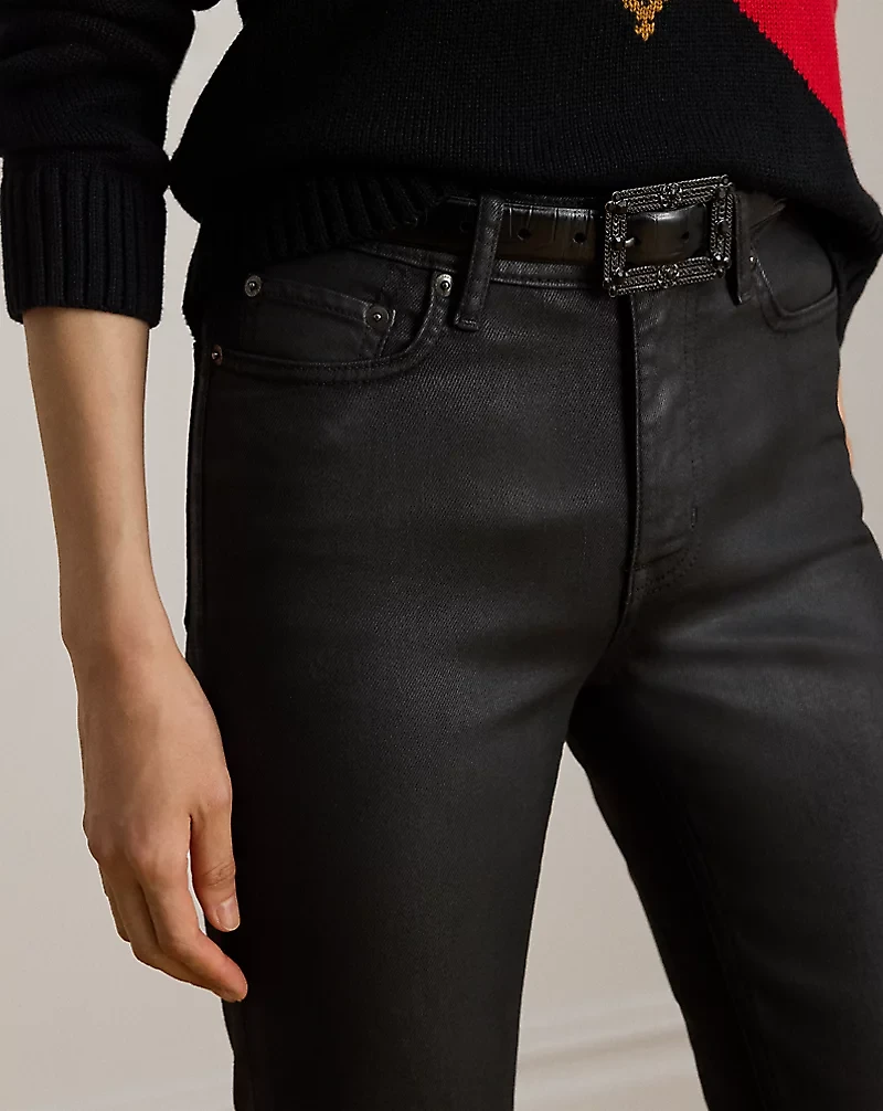 Coated High-Rise Straight Ankle Jean