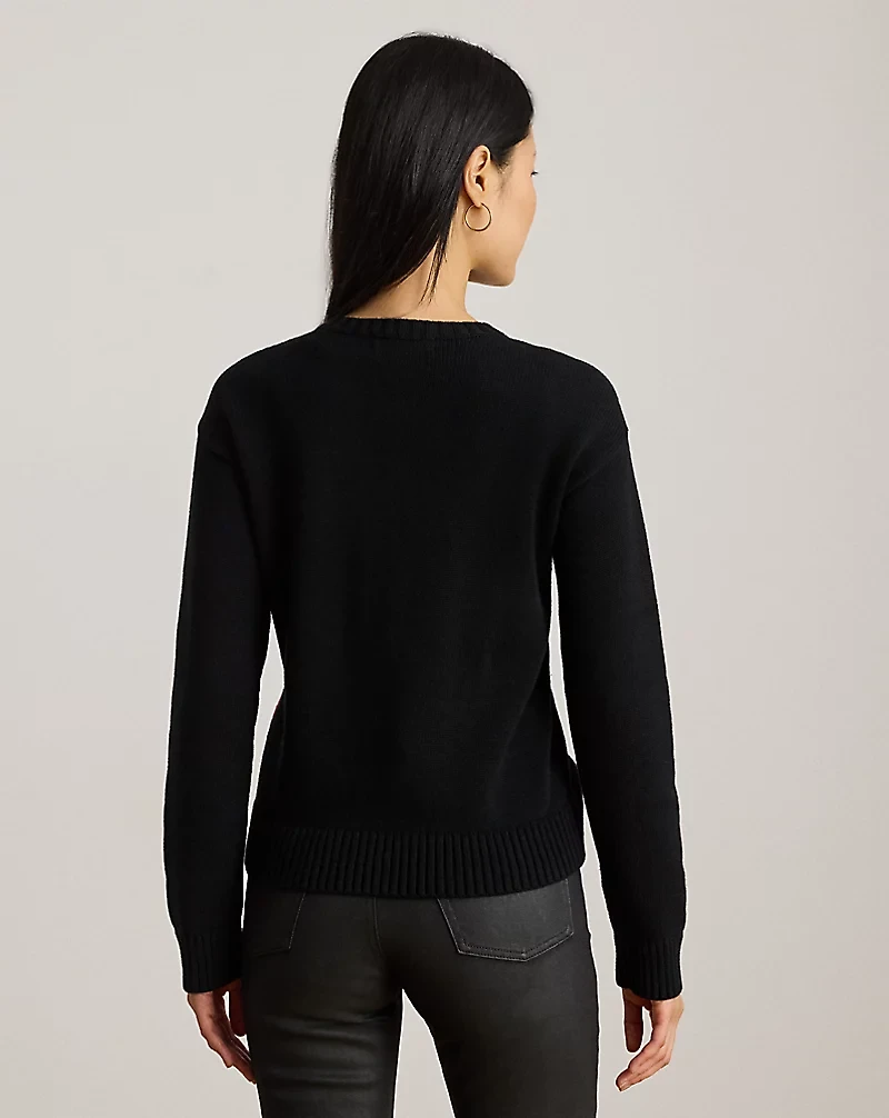 Color-Blocked Crest Cotton Sweater
