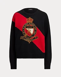 Color-Blocked Crest Cotton Sweater