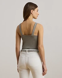 Ring-Trim Metallic Sweater Tank Top