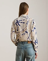 Relaxed Fit Belting-Print Crepe Shirt
