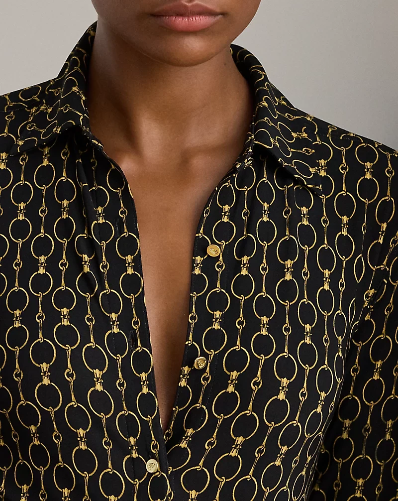 Slim Fit Chain-Print Jersey Shirt