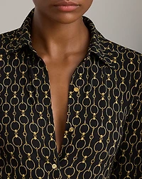 Slim Fit Chain-Print Jersey Shirt