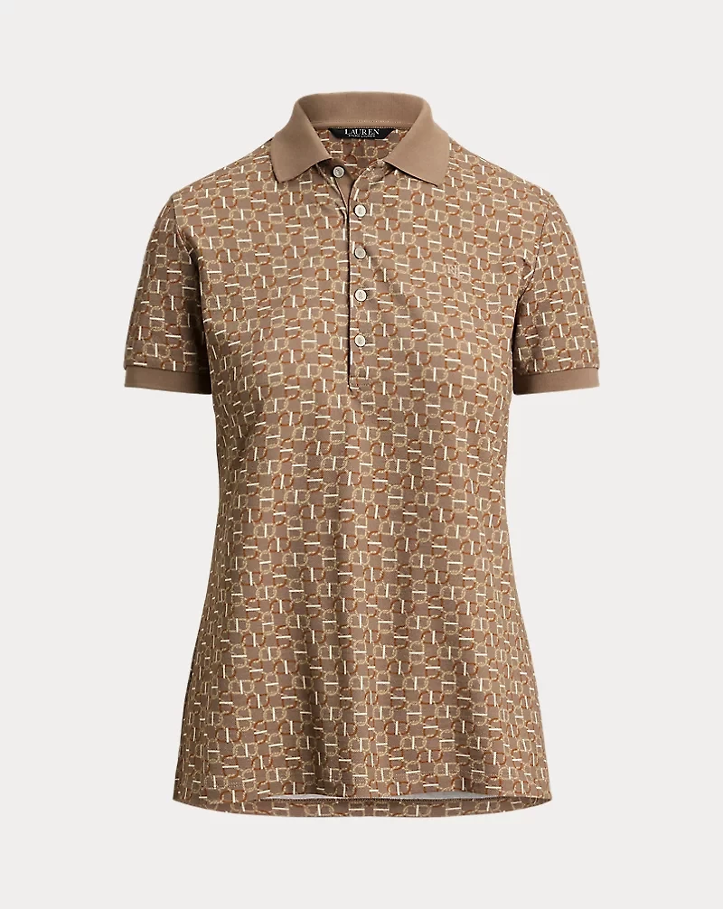Geo-Print Stretch Piqué Polo Shirt