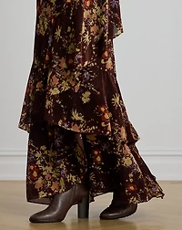 Floral Burnout Velvet Tiered Maxiskirt